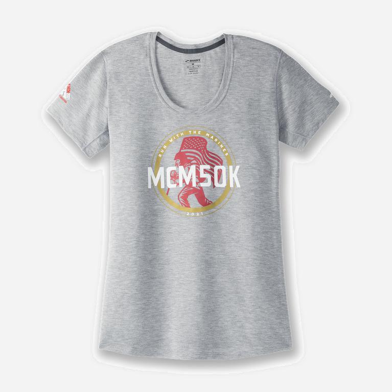 Brooks Mcm21 Distance Graphic Hardloopshirt voor Dames Grijs (VBKEQ-6987)